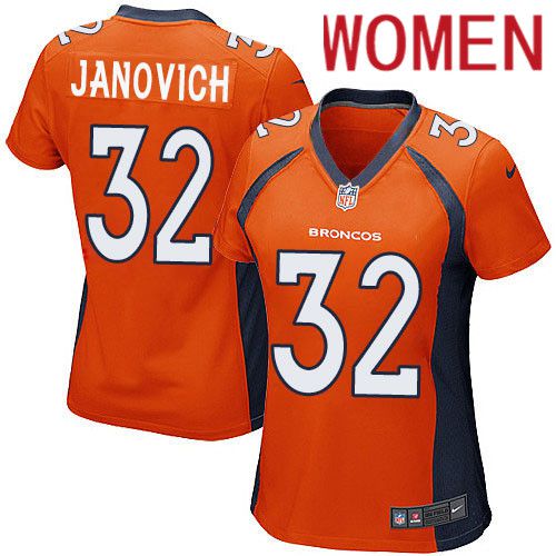 Women Denver Broncos #32 Andy Janovich Nike Orange Game Player NFL Jersey->women nfl jersey->Women Jersey